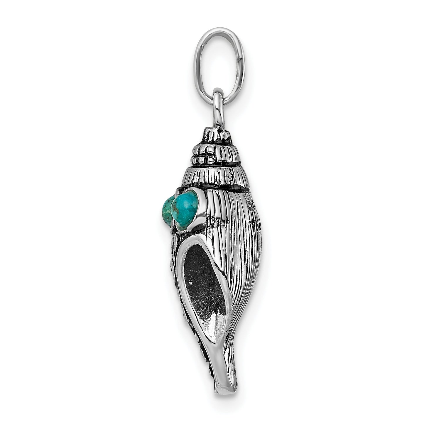 Sterling Silver Rhod-Plate Antiqued Reconstituted Turquoise Shell Pendant