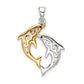 Sterling Silver & Gold-Tone Enameled Filigree Dolphins Pendant