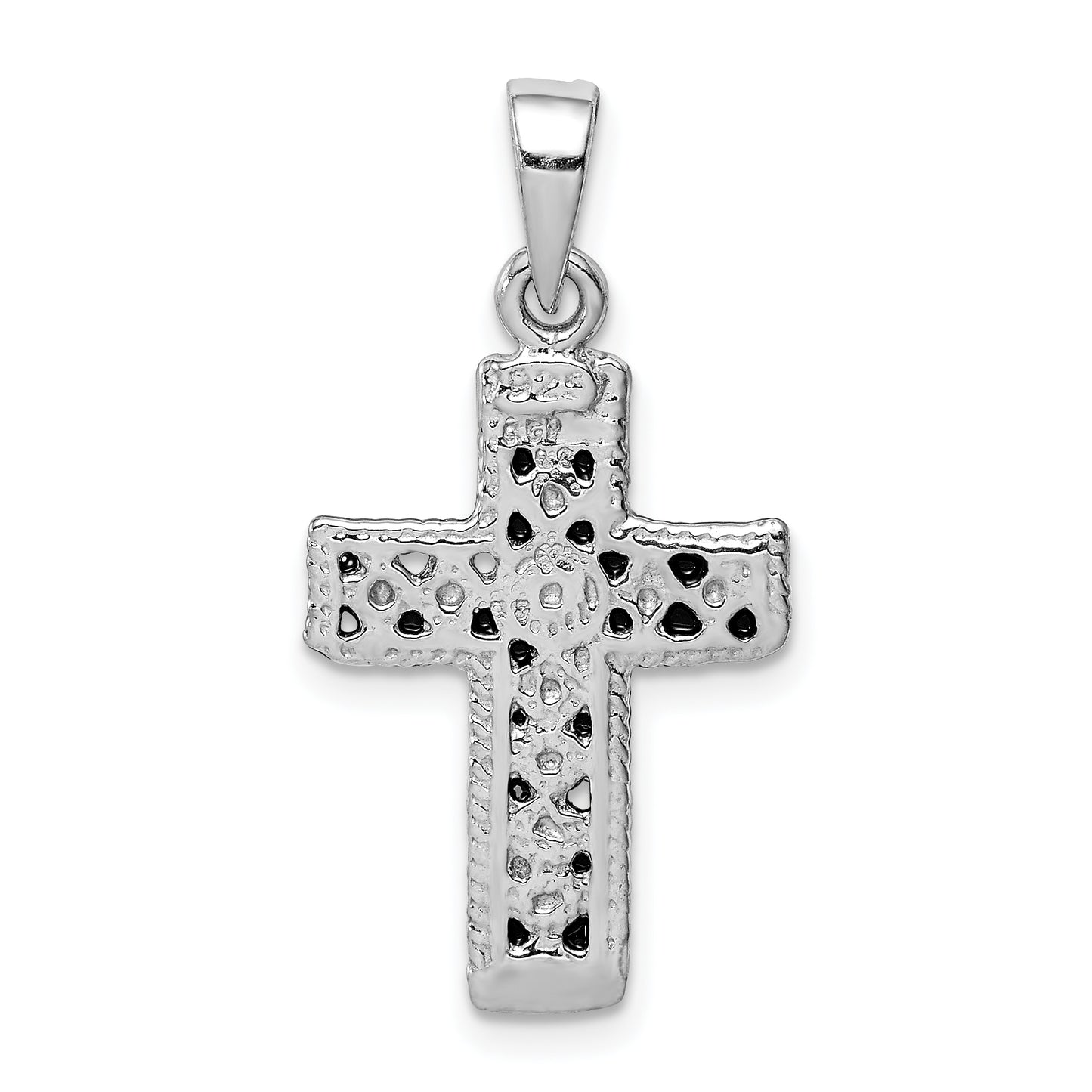 Sterling Silver Rhodium-Plated & Antiqued Cross Pendant