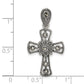 Sterling Silver Antiqued Marcasite Flower Cross Pendant