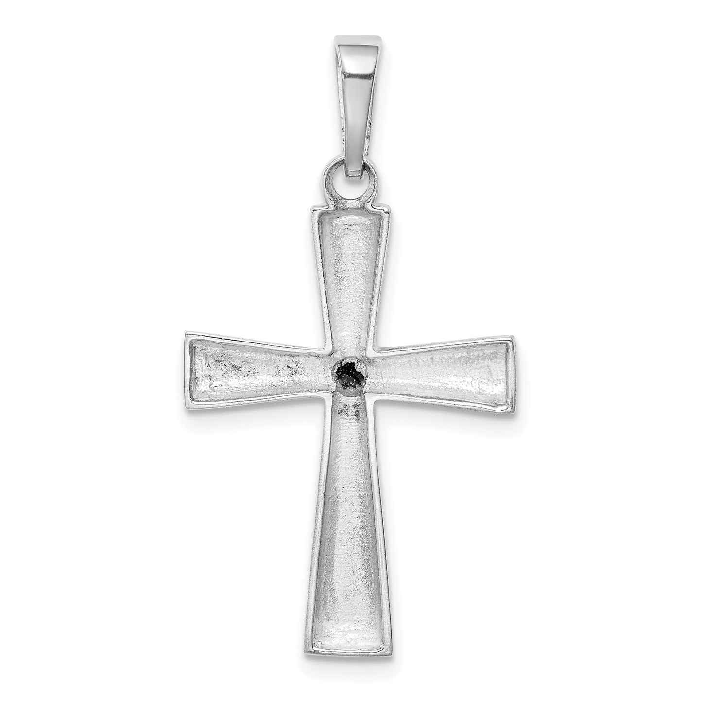 Sterling Silver Rhodium-Plated Onyx Cross Pendant