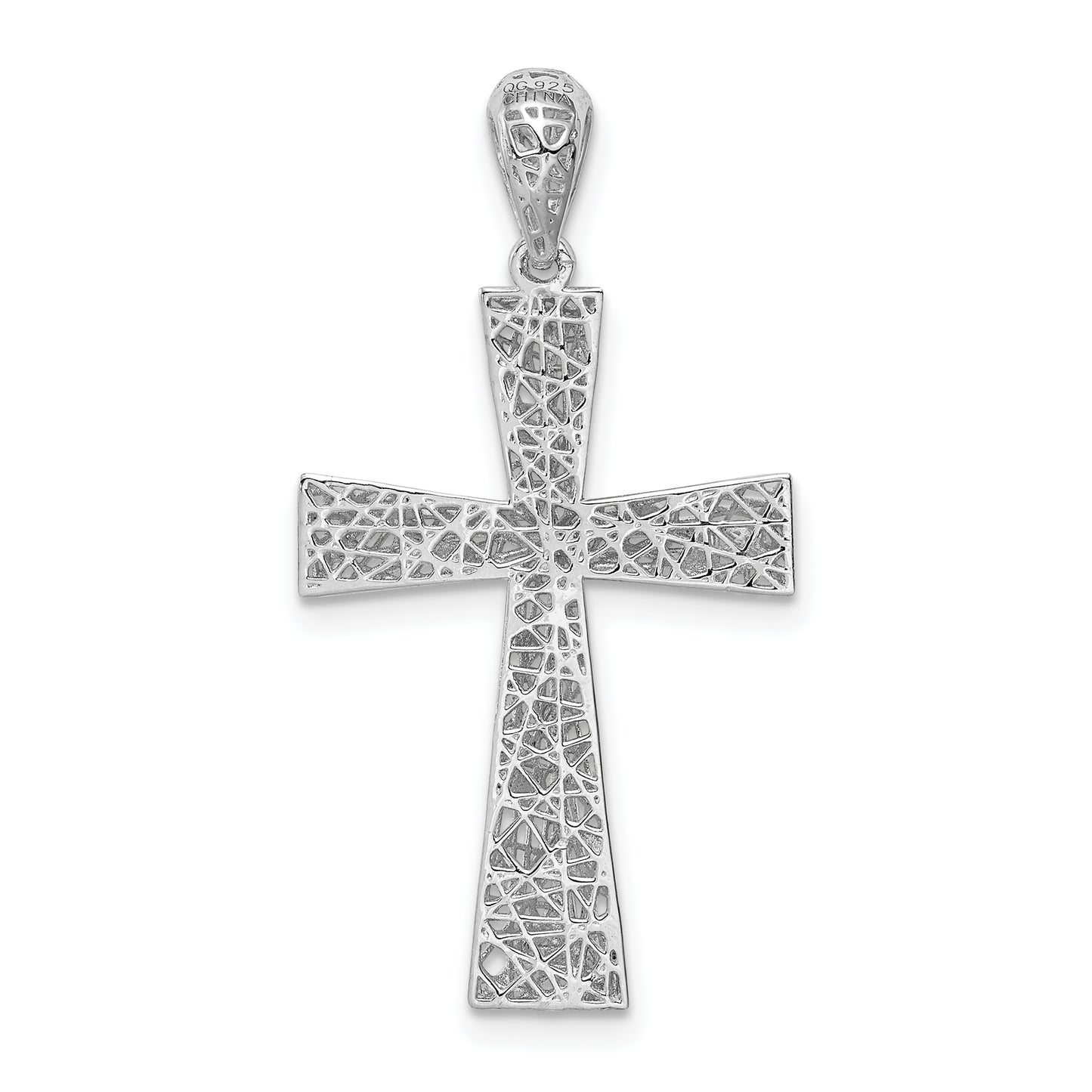 Sterling Silver Rhodium-Plated Cross Pendant