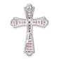 Sterling Silver Rhodium Plated Pink And White Cz Cross Pendant Slide