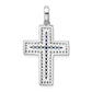 Sterling Silver Rhodium-Plated Cz & Lab Cr. Blue Spinel Cross Pendant