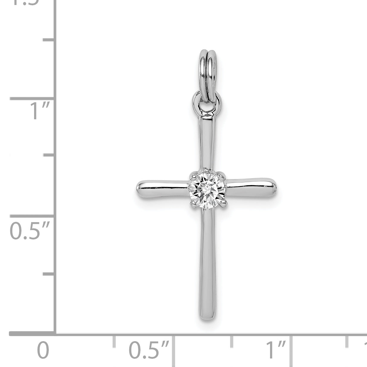 Sterling Silver Rhodium-Plated Cz Cross Pendant