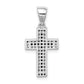 Sterling Silver Rhodium-Plated Black And Clear Cz Cross Pendant