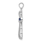 Sterling Silver Rhodium-Plated Cz & Lab Cr. Blue Spinel Cross Pendant