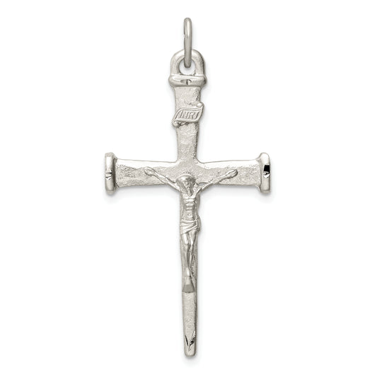 Sterling Silver Textured Crucifix Cross Pendant