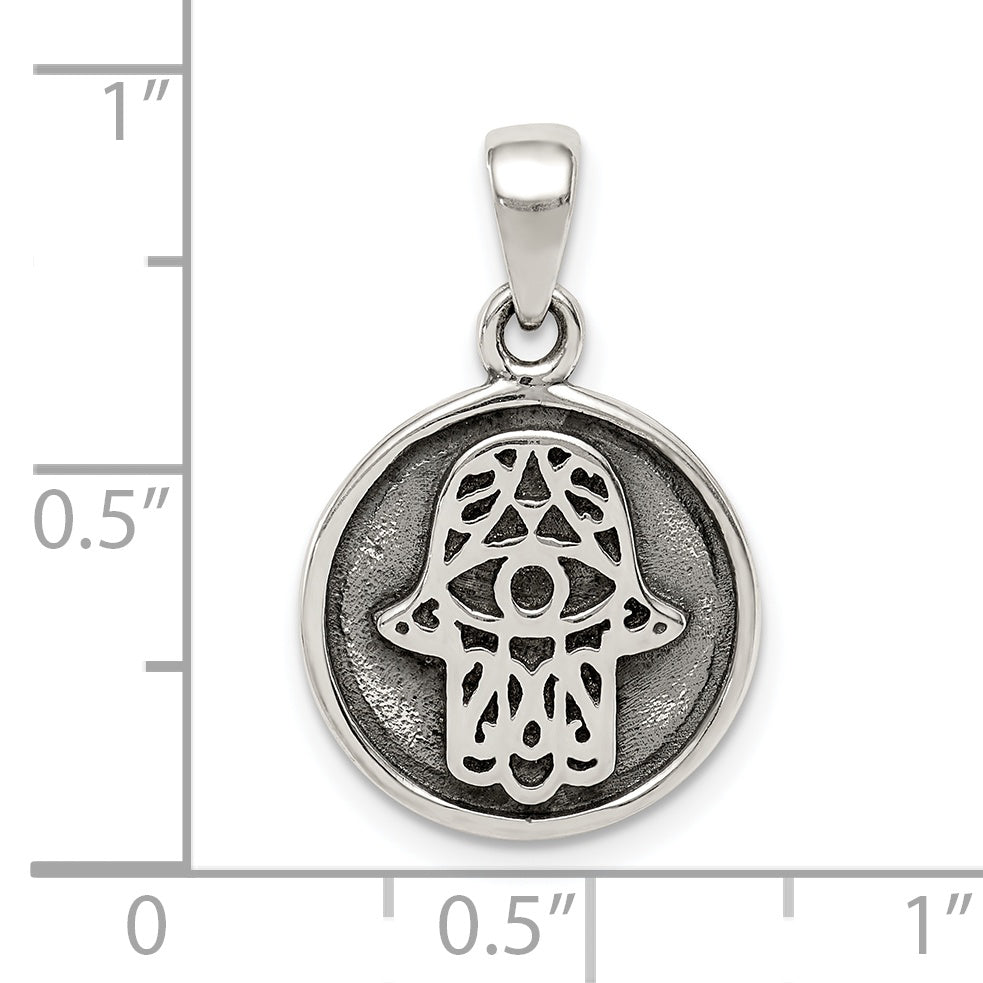 Sterling Silver Antiqued Hamsa Pendant