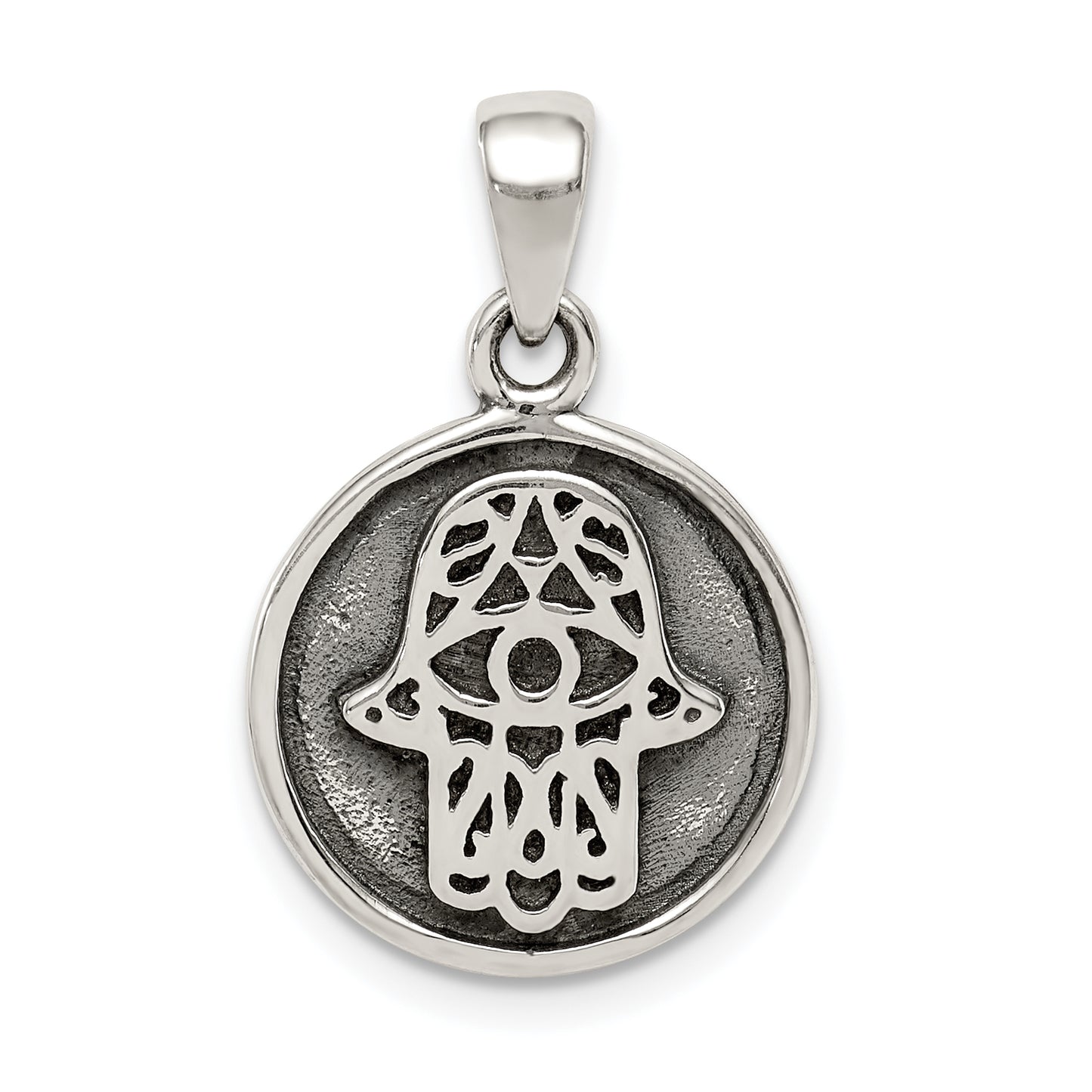 Sterling Silver Antiqued Hamsa Pendant