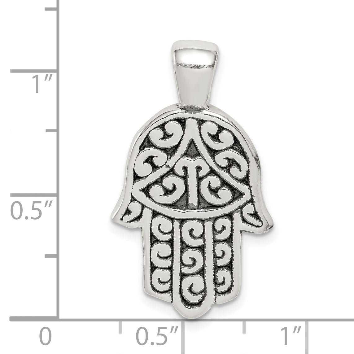 Sterling Silver Antiqued Hamsa Pendant