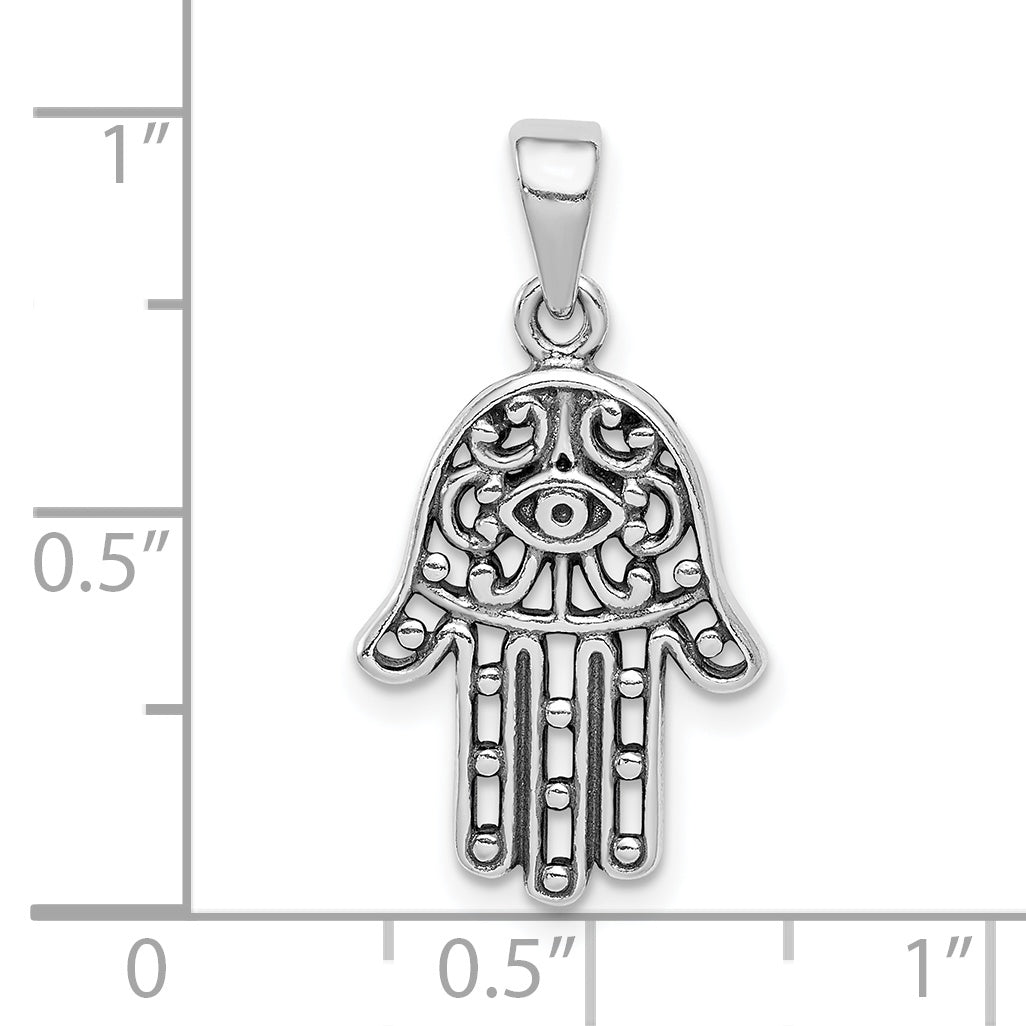 Sterling Silver Antiqued Hamsa Pendant