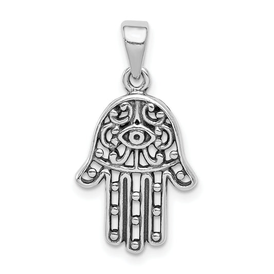 Sterling Silver Antiqued Hamsa Pendant