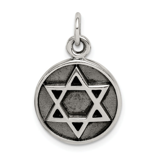 Sterling Silver Antiqued Star Of David Pendant