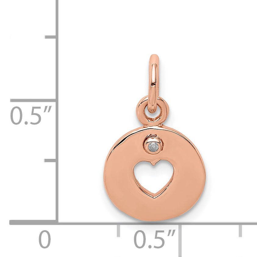 Sterling Silver Rhodium-Plated Rose-Tone & Diamond Open Heart Pendant