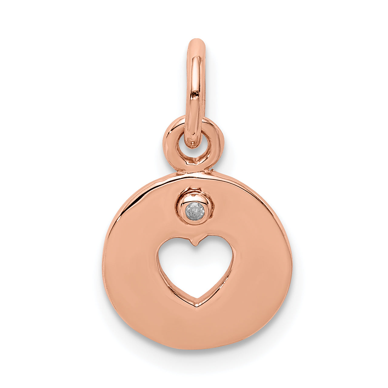 Sterling Silver Rhodium-Plated Rose-Tone & Diamond Open Heart Pendant