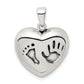 Sterling Silver Antiqued Heart Baby Foot Pendant