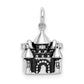 Sterling Silver Rhodium-Plated Antiqued Castle Pendant