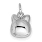 Sterling Silver Rhodium-Plated Antiqued Cat Head Pendant