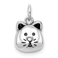 Sterling Silver Rhodium-Plated Antiqued Cat Head Pendant