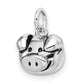 Sterling Silver Rhodium-Plated Antiqued Pig Head Pendant