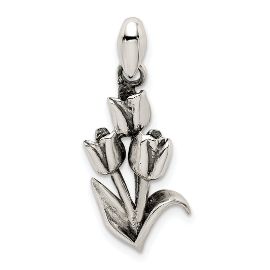 Sterling Silver Antiqued Tulip Pendant