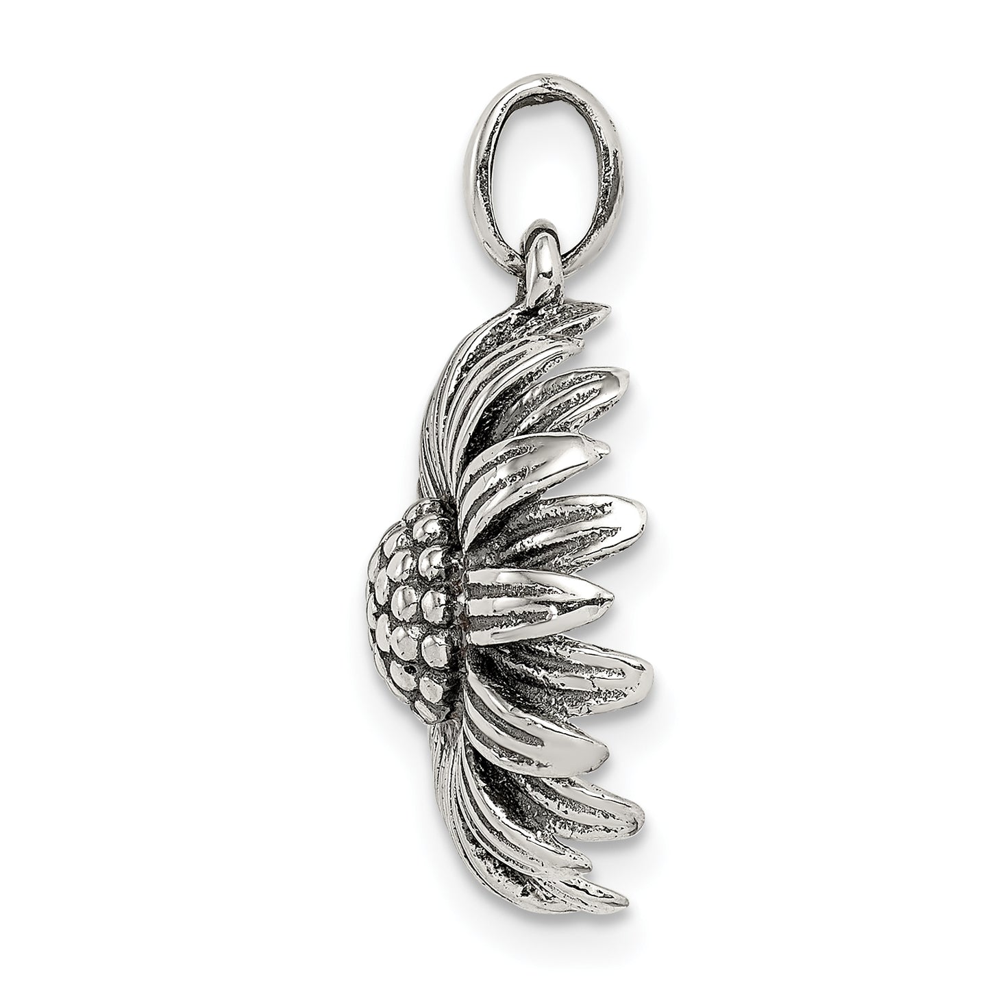 Sterling Silver Antiqued Sunflower Pendant