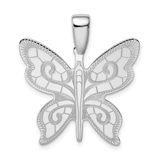 Sterling Silver Rhodium-Plated Butterfly Pendant