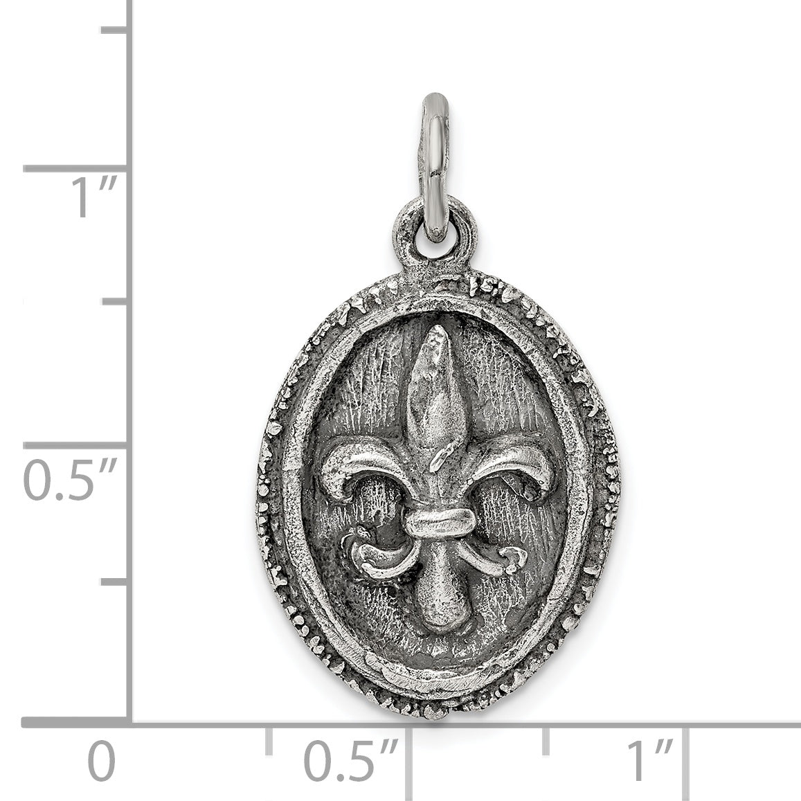 Sterling Silver Antiqued Fleur De Lis Pendant