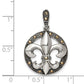 Sterling Silver Antiqued Marcasite Fleur De Lis Pendant