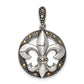 Sterling Silver Antiqued Marcasite Fleur De Lis Pendant