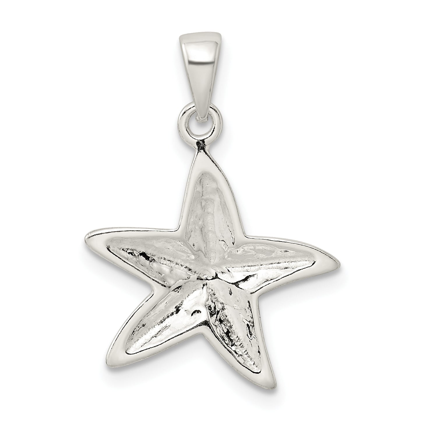 Sterling Silver Diamond Cut Star Fish Pendant