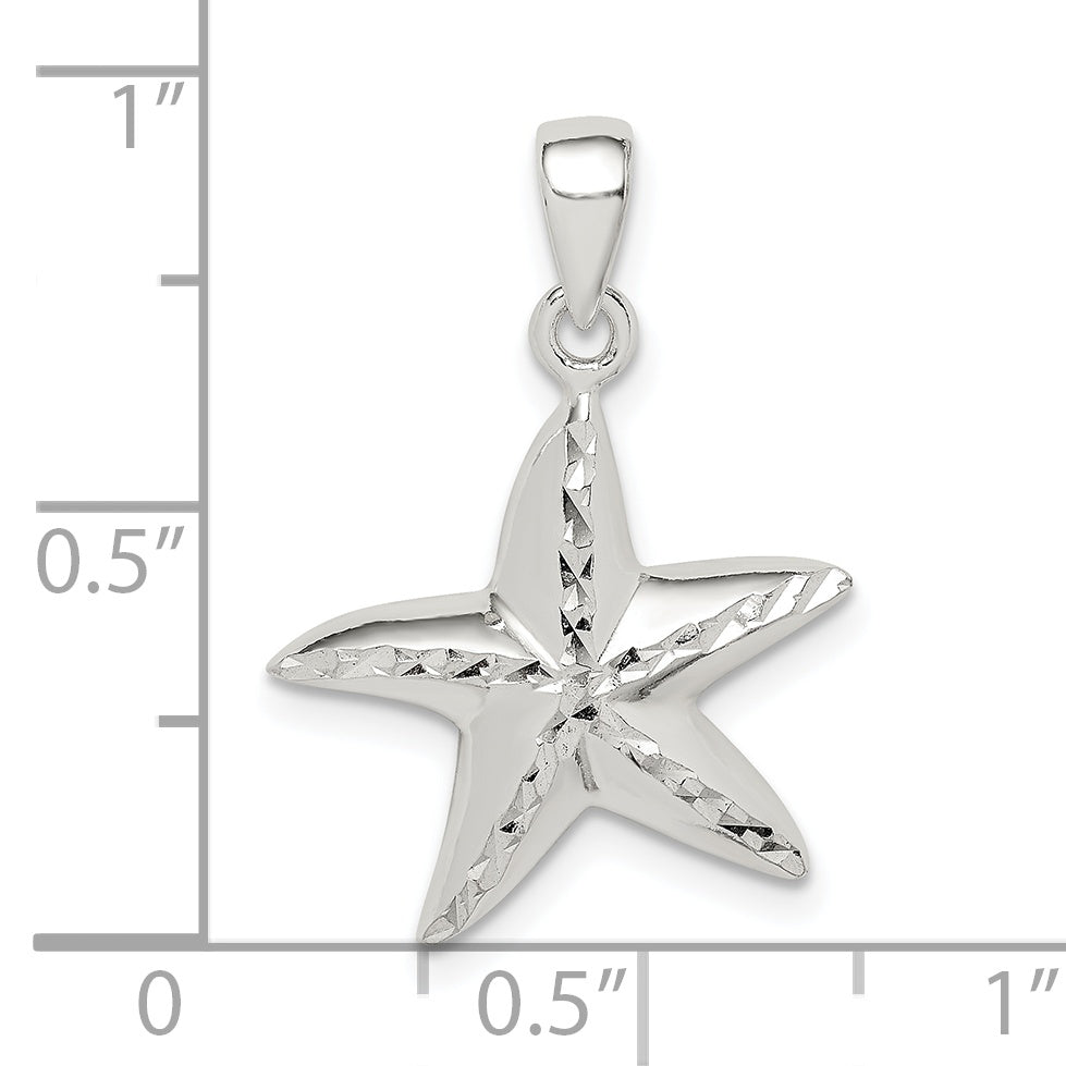 Sterling Silver Diamond Cut Star Fish Pendant