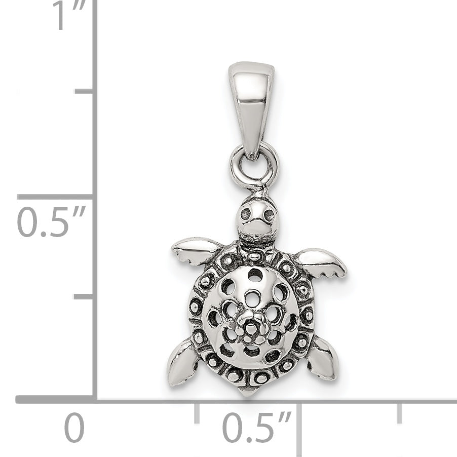 Sterling Silver Antiqued Turtle Pendant