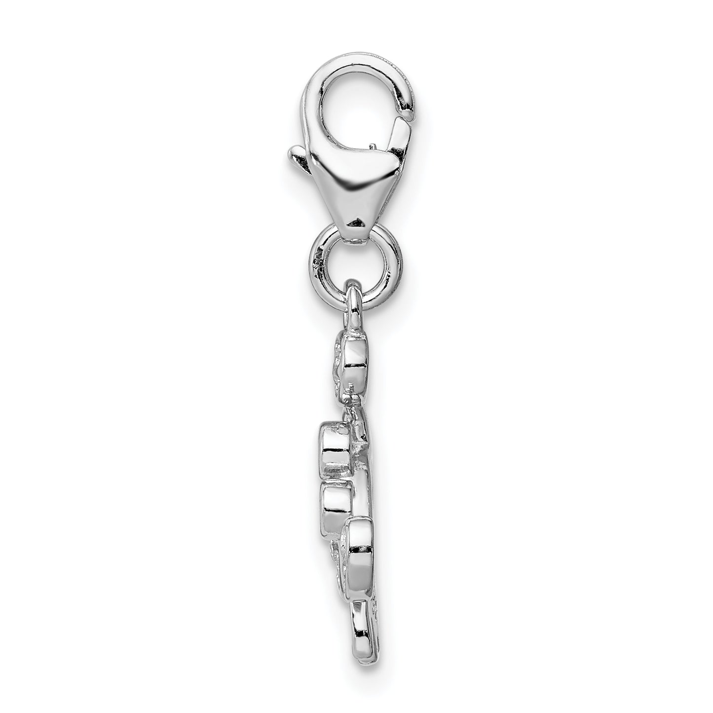 Sterling Silver Rhodium-Plated Cz Crab With Lobster Clasp Charm