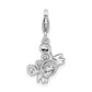 Sterling Silver Rhodium-Plated Cz Crab With Lobster Clasp Charm