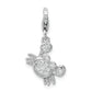 Sterling Silver Rhodium-Plated Cz Crab With Lobster Clasp Charm