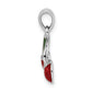 Sterling Silver Rh-Plated Red & Green Enameled Cherry Children'S Pendant