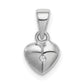 Sterling Silver Rhod-Plated Polished & Satin Cz Heart Children'S Pendant