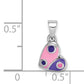 Sterling Silver Rhodium-Plated Childs Enameled Pink/Purple Heart Pendant