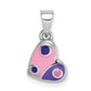 Sterling Silver Rhodium-Plated Childs Enameled Pink/Purple Heart Pendant