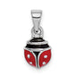 Sterling Silver Rh-Plated Red & Black Enamel Ladybug Children'S Pendant