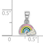 Sterling Silver Rh-Plated Polished & Enameled Rainbow Children'S Pendant