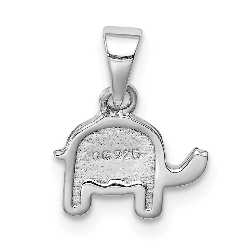 Sterling Silver Rhodium-Plated Childs Enameled Pink Elephant Pendant