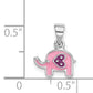 Sterling Silver Rhodium-Plated Childs Enameled Pink Elephant Pendant