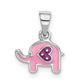 Sterling Silver Rhodium-Plated Childs Enameled Pink Elephant Pendant