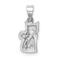 Sterling Silver Rh-Plated Polished White Enameled Cat Children'S Pendant