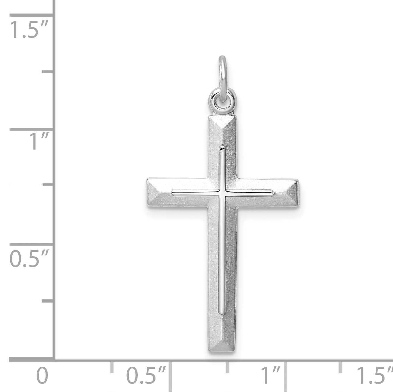 Sterling Silver Rhodium-Plated Cross Pendant