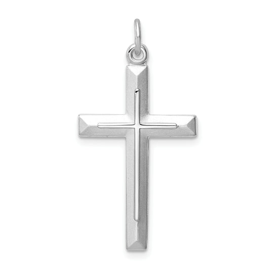 Sterling Silver Rhodium-Plated Cross Pendant