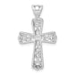 Sterling Silver Rhodium-Plated Filigree Textured Cross Pendant